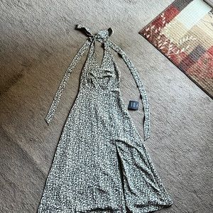 Lulus Midi Dress Olive Green Floral